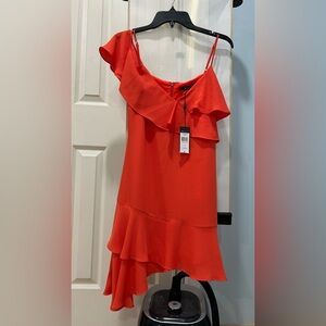 BCBGMaxAzria Vibrant Orange Asymmetrical Dress